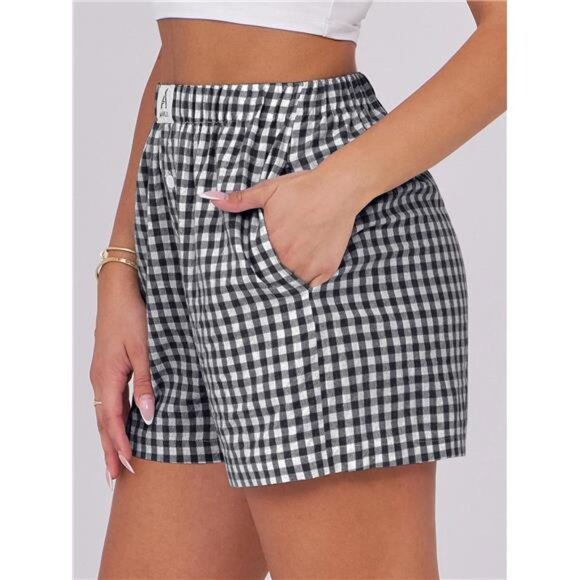 Women's Gingham Boxer Shorts – Soft Lounge & Sleep Shorts for Summer - Picture 3 of 7